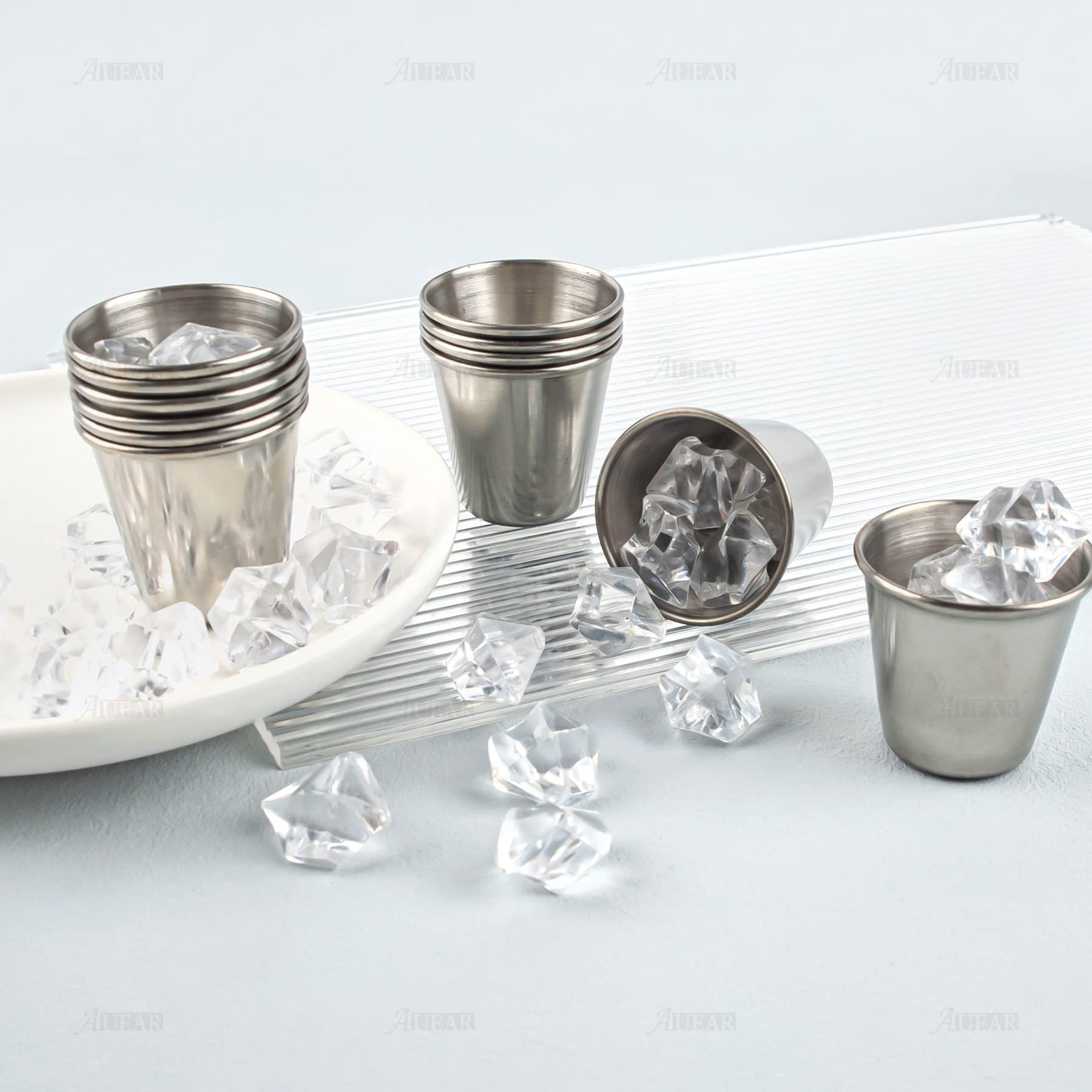 Auear, 12 Pack 1 Ounce Stainless Steel Shot Cups Metal Shot Glasses Drinkgng Vessel Tumbler Barware For Home Bar Party Restauran